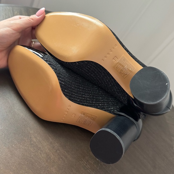 Sandro Captoe Glitter Black Patent Leather Sock Booties - Size 39 - NWOT - Picture 8 of 8